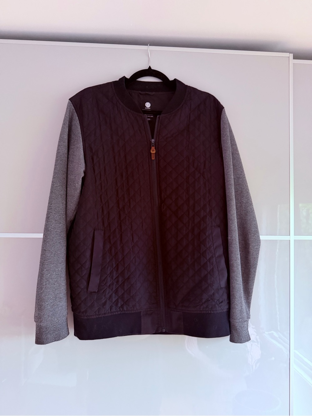 Element Black Quilted Bomber Jacket with Grey Sleeves